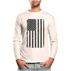 imageTstars Vintage US Flag 4th of July Shirts for Men American Patriotic Long Sleeve ShirtWhite