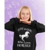imageTstars Horse Sweatshirt for Girls Just A Girl Who Loves Horses Youth Kids SweatshirtsBlack