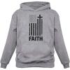 imageTstars American Christian Distressed Black USA Flag  Cross Have Faith HoodieGray