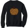 imageTstars Leopard Halloween Pumpkin Fall Top Thanksgiving Women SweatshirtBlack