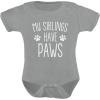 imageTstars My Siblings Have Paws Dog Cat Sibling Outfits Funny Baby Boy Girl BodysuitGray