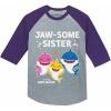 imageTstars Sister Shark Shirts for Girls Baby Shark Birthday Outfit Big Sister Raglan Shirt Jawsome SisterPurple