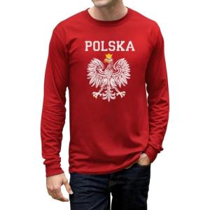 imageTeeStars Mens  Polska Est Soccer Team Long Sleeve TShirtRed