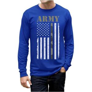 imageTstars 4th of July Shirts for Men Memorial Day Faith Army USA American Flag Mens Patriotic TShirtBlue