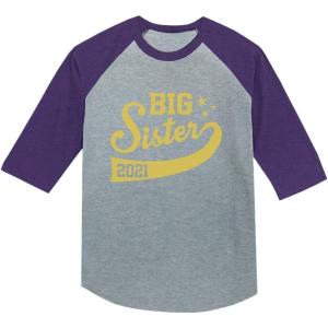 imageTstars Big Sister 2021 Outfit Girls Siblings 34 Sleeve Baseball Jersey Toddler ShirtPurple