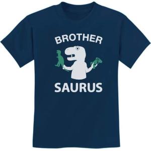imageTstars Brother Saurus Shirt Cute Boy T Rex Gift for Big Brother Kids TShirtNavy