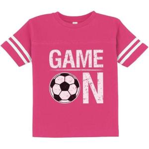 imageTstars Game On Soccer Shirts for Boys Girls Gifts for Players Kids Jersey TShirtWow Pink