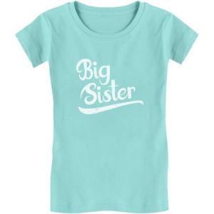 imageTstars Gift for Big Sister Pregnancy Announcement Sibling Girls Fitted TShirtChill Blue