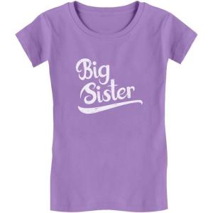 imageTstars Gift for Big Sister Pregnancy Announcement Sibling Girls Fitted TShirtLavender