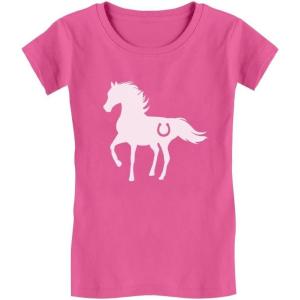 imageTstars Horse Shirt for Girls Horseback Riding Equestrian Horseshoe Print Kids Girls Fitted TShirtWow Pink