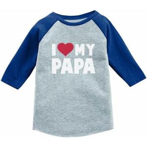 imageTstars I Love Heart My Papa 34 Sleeve Baseball Jersey Toddler ShirtBlue