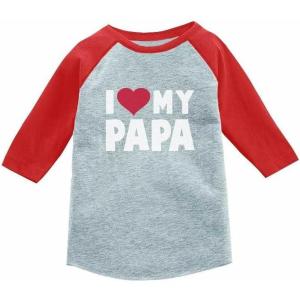 imageTstars I Love Heart My Papa 34 Sleeve Baseball Jersey Toddler ShirtRed