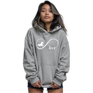 imageTstars Infinity Love Horse Hoodie Women Teen Girls Equestrian Horseback Riding Sweatshirt HoodiesGray