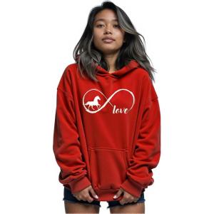imageTstars Infinity Love Horse Hoodie Women Teen Girls Equestrian Horseback Riding Sweatshirt HoodiesRed