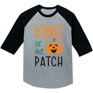 imageTstars King of The Patch Halloween Pumpkin 34 Sleeve Baseball Jersey Toddler ShirtDark Gray