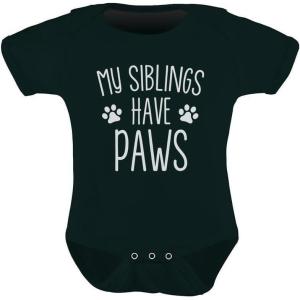 imageTstars My Siblings Have Paws Dog Cat Sibling Outfits Funny Baby Boy Girl BodysuitBlack