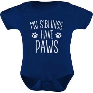 imageTstars My Siblings Have Paws Dog Cat Sibling Outfits Funny Baby Boy Girl BodysuitNavy