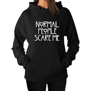 imageTstars Normal People Scare Me Funny Graphic Hoodies for Women with Sayings Womens Novelty Sarcastic HoodieNormal  Black