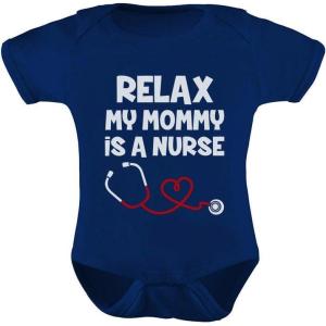 imageTstars Relax My Mommy Is a Nurse Outfit Funny Mom Nurse Gift Baby BodysuitNavy