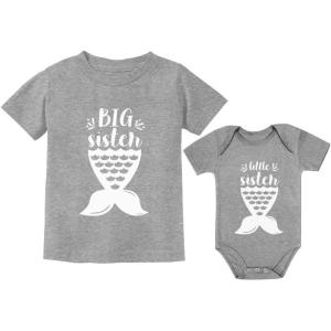 imageTstars Sibling Shirts Set Big Sister Shirt Little Sister Bodysuit Mermaid Shirts GirlsToddler Gray  Baby Gray