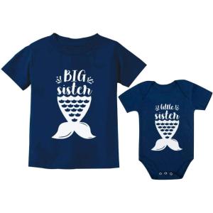 imageTstars Sibling Shirts Set Big Sister Shirt Little Sister Bodysuit Mermaid Shirts GirlsToddler Navy  Baby Navy
