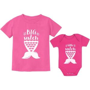 imageTstars Sibling Shirts Set Big Sister Shirt Little Sister Bodysuit Mermaid Shirts GirlsToddler Pink  Baby Wow Pink