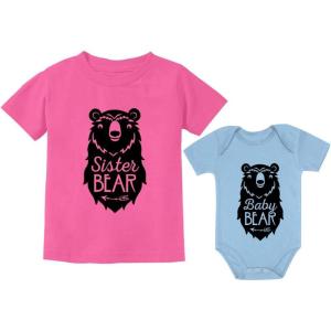 imageTstars Sister Bear Shirt Baby Boy Girl Bodysuit Matching Sibling Outfit Big Little SetToddler Pink  Baby Aqua