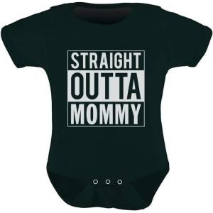 imageTstars Straight Outta Mommy Newborn Girl Boy Outfits New Mom Gifts Funny Baby BodysuitBlack