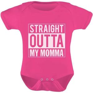 imageTstars Straight Outta My Momma Baby GirlBoy Infant Funny Baby BodysuitWow Pink