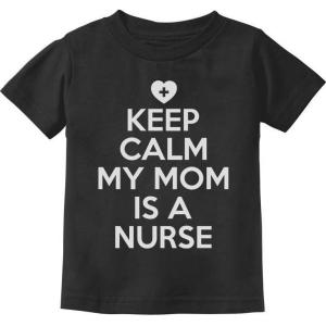imageTstars TeeStars  Keep Calm My Mom is A Nurse Gift ToddlerInfant Kids TShirtBlack
