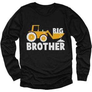 imageTstars Tractor Big Brother Shirt Baby Reveal Sibling Boy Kids Long Sleeve TShirtBlack