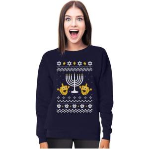 imageTstars Ugly Hanukkah Sweatshirt for Women Teen Girls Tacky Chanukah Christmas Jewish Holiday SweatshirtsNavy