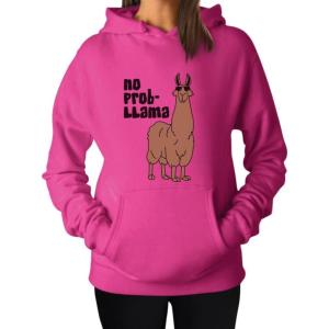 imageTstars Womens  No Prob Llama HoodiePink