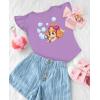 imageMighty Pup Skye Birthday Girl Shirt  Paw Patrol 3rd 4th Birthday Gift for Toddler Girls  Ruffle Sleeve TShirtBubbles Ruffle  Lavender