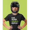 imageTstars Eat Sleep Hockey Repeat Shirt Gift for Players Boys Youth Kids TShirtBlack