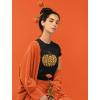 imageTstars Leopard Halloween Pumpkin Shirt Fall Top Thanksgiving Women TShirtGray