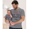 imageTstars Our First Fathers Day Dad and Baby Matching Outfits  New Dads Gift Adult Shirt and Infant BodysuitDad Gray  Baby Gray