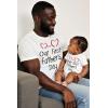 imageTstars Our First Fathers Day Dad and Baby Matching Outfits  New Dads Gift Adult Shirt and Infant BodysuitDad White  Baby White