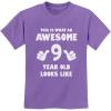 imageTstars 9th Birthday Shirt Gifts for Girls Boys This is What an Awesome 9 Year Old Looks Like Youth Kids TShirtViolet