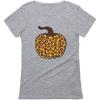imageTstars Leopard Halloween Pumpkin Shirt Fall Top Thanksgiving Women TShirtGray