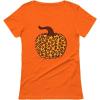 imageTstars Leopard Halloween Pumpkin Shirt Fall Top Thanksgiving Women TShirtOrange