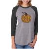 imageTstars Leopard Halloween Pumpkin Thanksgiving 34 Women Sleeve Baseball Jersey ShirtBlackGray