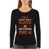 imageTstars Night Shift Nurse Nothing Scares Me Funny Halloween Women Long Sleeve TShirtBlack
