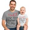 imageTstars Our First Fathers Day Dad and Baby Matching Outfits  New Dads Gift Adult Shirt and Infant BodysuitDad Gray  Baby GrayWhite