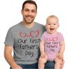 imageTstars Our First Fathers Day Dad and Baby Matching Outfits  New Dads Gift Adult Shirt and Infant BodysuitDad Gray  Baby Pink