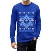 imageTstars TeeStars  Happy Hanukkah Ugly Holiday Sweater Star of David Long Sleeve TShirtBlue