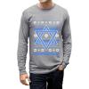 imageTstars TeeStars  Happy Hanukkah Ugly Holiday Sweater Star of David Long Sleeve TShirtGray