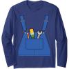 imageVideo game plumber builder easy costume printed jumpsuit top Long Sleeve TShirtNavy Blue