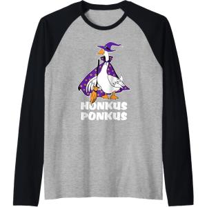 imageHonkus Ponkus Goose Shirt Funny Halloween Costume Witch Hat Raglan Baseball TeeBlackAthletic Heather