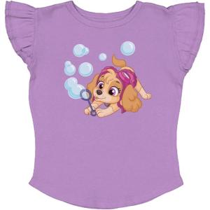 imageMighty Pup Skye Birthday Girl Shirt  Paw Patrol 3rd 4th Birthday Gift for Toddler Girls  Ruffle Sleeve TShirtBubbles Ruffle  Lavender